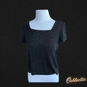 Black sparkly short sleeve top